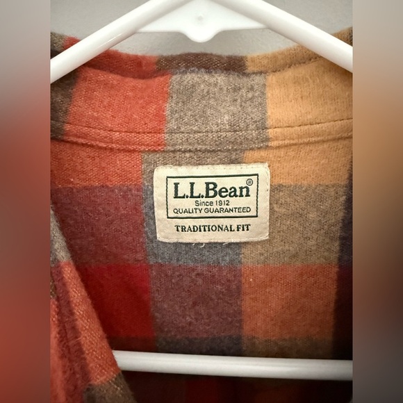 L.L Bean Mens Chamois Shirt Plaid Traditional Fit 100% Cotton Long Sleeve Button - Picture 3 of 8
